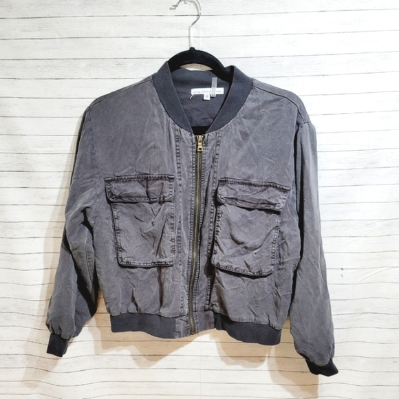 YOUNG, FABULOUS & BROKE GRAY BOMBER JACKET, sz SMALL - Picture 3 of 10